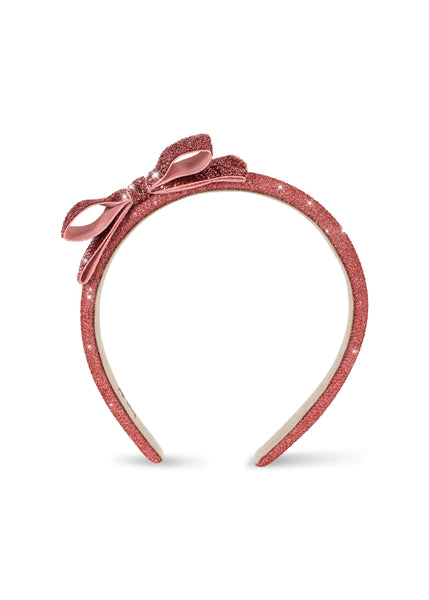 Konges Velvet Bow Headband ~ Rose Glitter