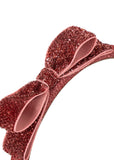 Konges Velvet Bow Headband ~ Rose Glitter