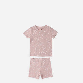 Quincy Mae Summer Pajama Set ~ Mauve Ditsy