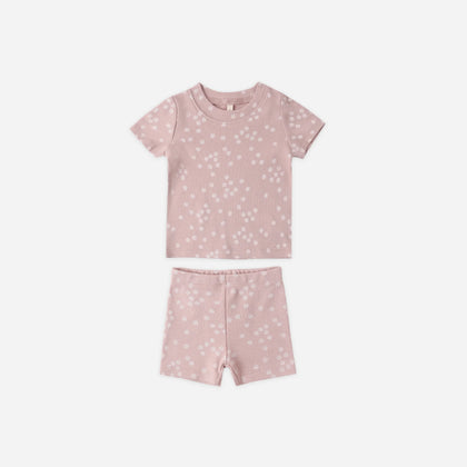 Quincy Mae Summer Pajama Set ~ Mauve Ditsy