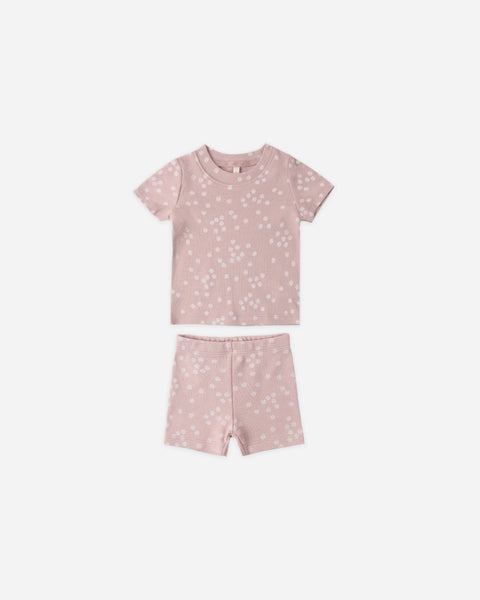 Quincy Mae Summer Pajama Set ~ Mauve Ditsy