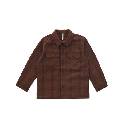 Rylee & Cru Pocketed Corduroy Shirt ~ Brown Plaid