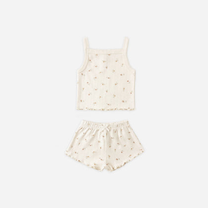 Quincy Mae Pointelle Tank + Shortie Set ~ Petit Fleur