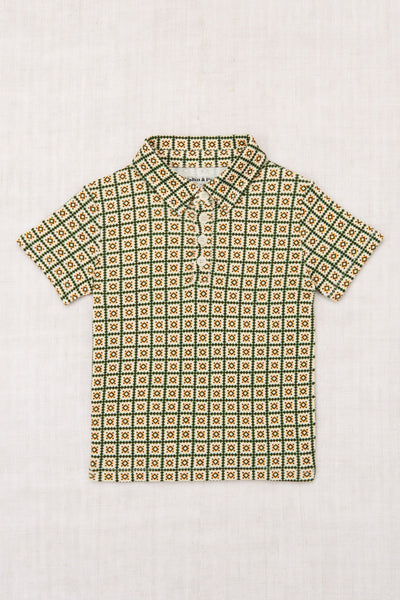 Misha & Puff Short Sleeve Polo ~ String/Lawn Pinking Tiles