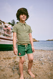 Misha & Puff Short Sleeve Polo ~ String/Lawn Pinking Tiles