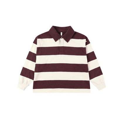 Rylee + Cru Rugby Polo ~ Burgundy Stripe