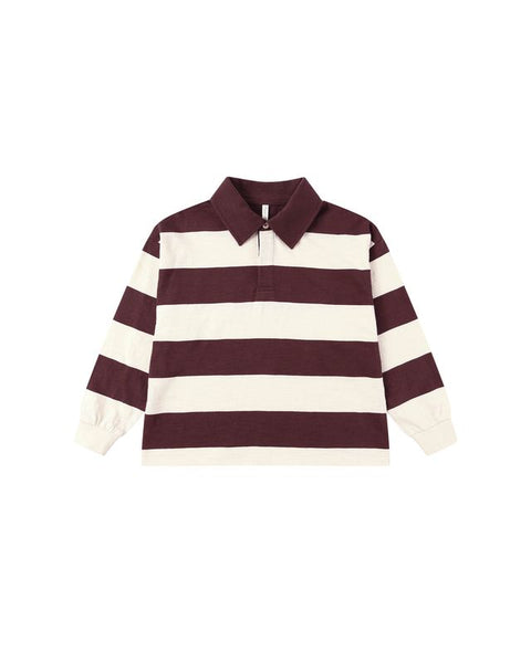 Rylee + Cru Rugby Polo ~ Burgundy Stripe