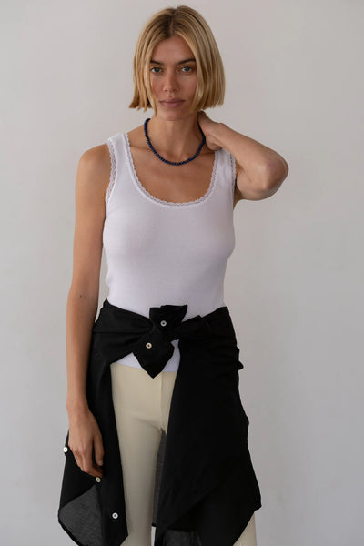 Donni The Vintage Rib Lace Tank ~ Powder