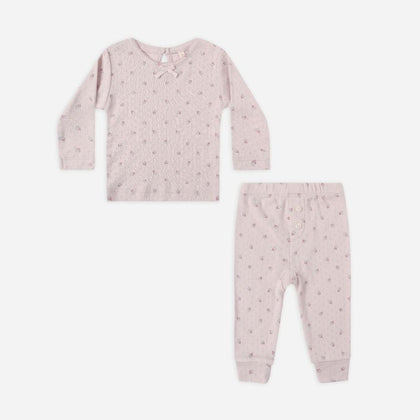 Quincy Mae Pointelle Long Sleeve Tee + Legging ~ Lilac Ditsy