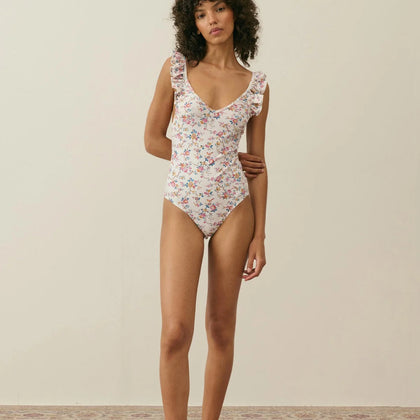 Louise Misha Women's Reva Bathing Suit ~ Cream Retro Garden