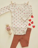 Quincy Mae Side Snap Bodysuit ~ Red Hearts