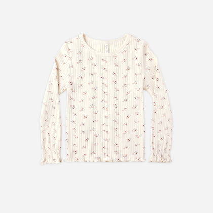 Rylee & Cru Ribbed LS Top ~ Natural Ditsy