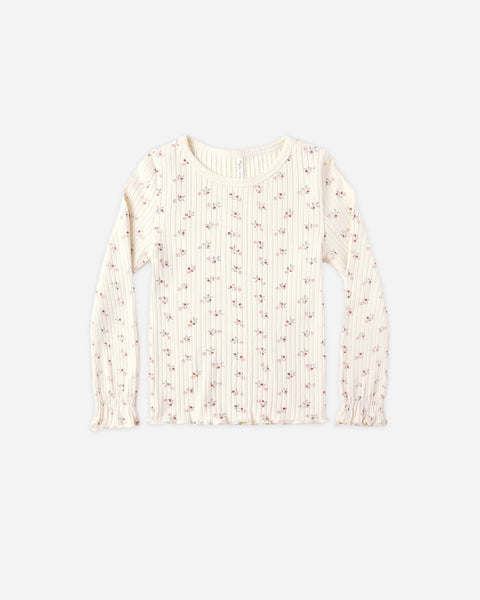 Rylee & Cru Ribbed LS Top ~ Natural Ditsy