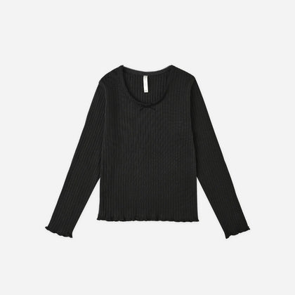 Rylee & Cru Ribbed LS Top ~ Black