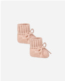 Quincy Mae Knit Booties ~ Heathered Rose