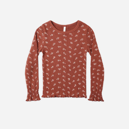 Rylee & Cru Ribbed LS Top ~ Ruby Ditsy