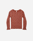 Rylee & Cru Ribbed LS Top ~ Ruby Ditsy