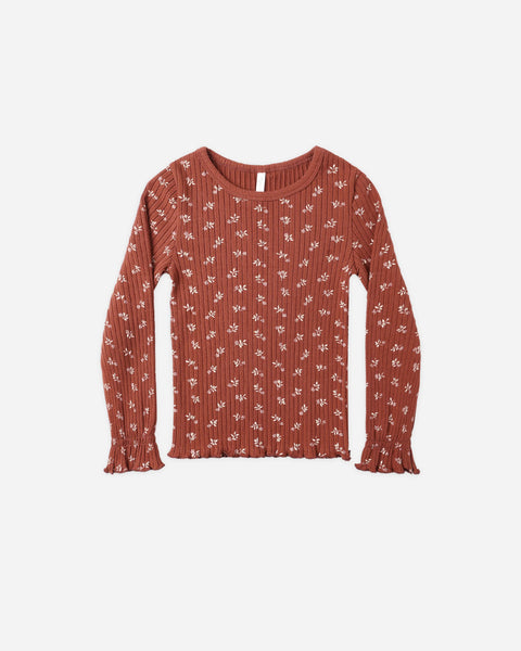 Rylee & Cru Ribbed LS Top ~ Ruby Ditsy