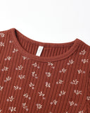 Rylee & Cru Ribbed LS Top ~ Ruby Ditsy
