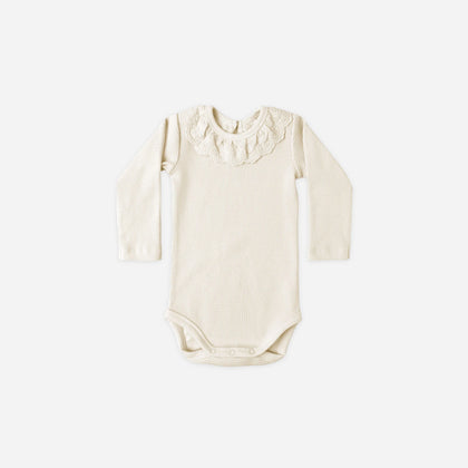 Quincy Mae Ruffle Collar Bodysuit ~ Natural