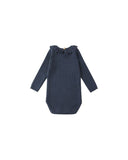 Rylee + Cru Ruffle Collar Bodysuit ~ Navy
