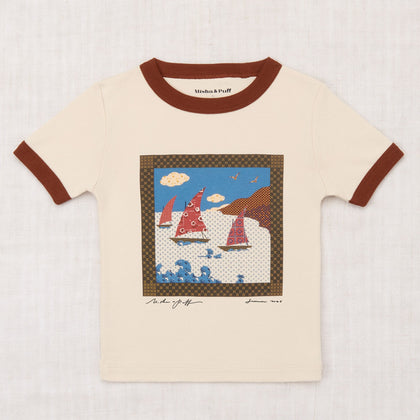Misha & Puff Sailboat Collage Ringer Tee ~ Bisque