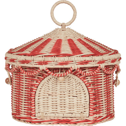 Olli Ella Circus Tent Basket ~ Red & Straw