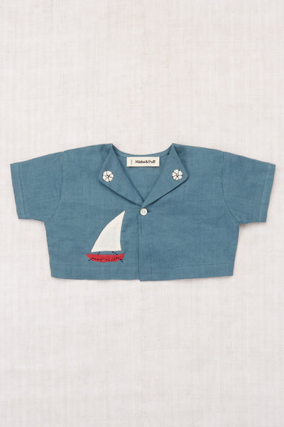 Misha & Puff Baby Seaside Button Top ~ Blueslate