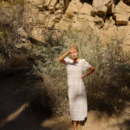 Natalie Martin Sienna Dress ~ Medallion Emb Salt