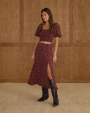 Rylee + Cru Womens Button Slit Skirt ~ Harvest Berry