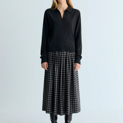 New Society Dione Woman Skirt ~ Galactic Grey Check