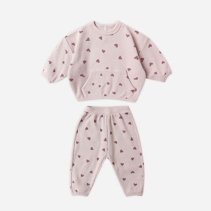 Quincy Mae Waffle Slouch Set ~ Hearts