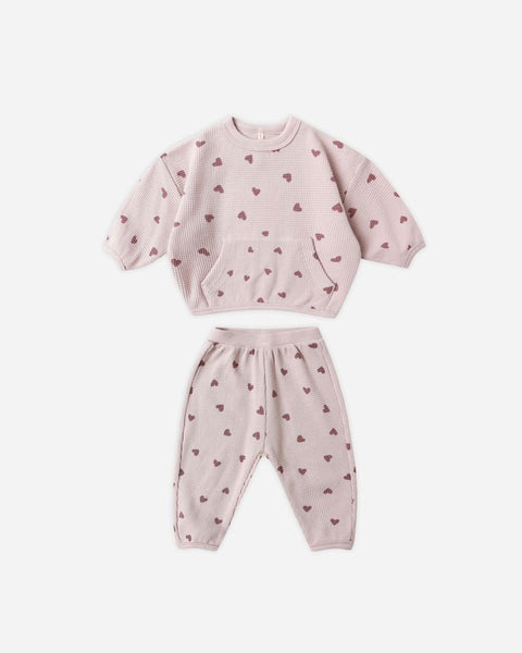 Quincy Mae Waffle Slouch Set ~ Hearts