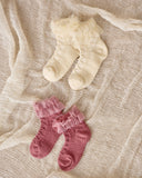 Noralee Ruffle Socks ~ Ivory, Raspberry