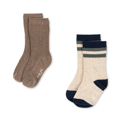 Konges 2 Pack Rib Socks ~ Navy Stripe