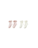 Rylee & Cru Lace Trim Socks, 2 Pack~ Blush/Ivory