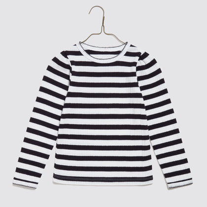 Little Cottons Organic Striped Jersey Tshirt ~  Navy Blue & White