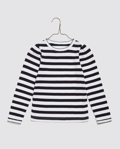 Little Cottons Organic Striped Jersey Tshirt ~  Navy Blue & White