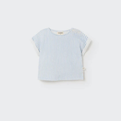 Cozmo Striped Gauze Baby Top ~ Blue