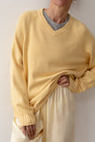 Donni Cotton Knit V-Neck Sweater ~ Butter