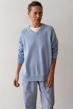 Donni Cotton Knit V-Neck Sweater ~ Cornflower