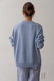 Donni Cotton Knit V-Neck Sweater ~ Cornflower