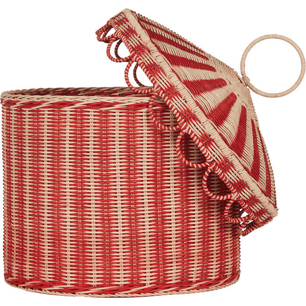 Olli Ella Circus Tent Toy Basket ~ Red & Straw