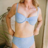 Minnow Woman Blue Eyelet Bikini Top