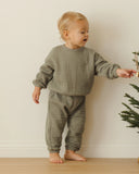 Quincy Mae Textured Sweat Set ~ Forest