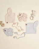 Quincy Mae Bunny Knit Booties ~ Heathered Sky