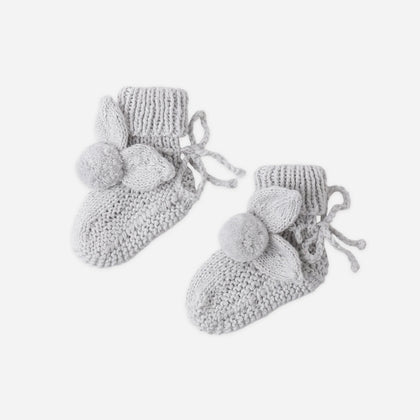 Quincy Mae Bunny Knit Booties ~ Heathered Sky