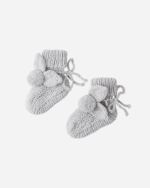 Quincy Mae Bunny Knit Booties ~ Heathered Sky