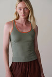 DONNI The Baby Rib Racerback Tank ~ Dill/Apricot