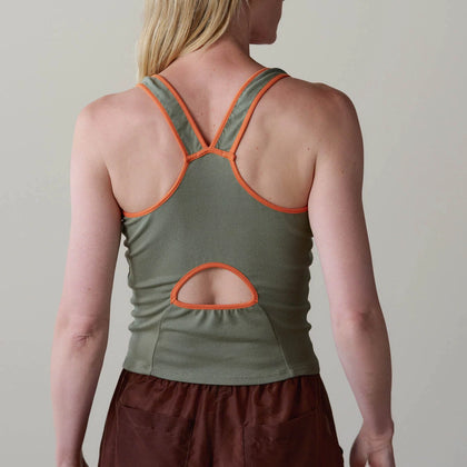 DONNI The Baby Rib Racerback Tank ~ Dill/Apricot